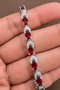 Rhaya Jewels Model 554 Trendy Everyday Geometric <b>Garnet</b> Cz Tennis Chain <b>Bracelet</b> Rhodium Plated 925 Sterling Silver Luxury - Product Image 6