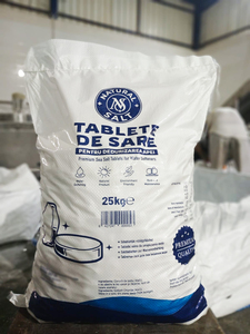 Sel naturel industriel, comprimés de sel marin de qualité supérieure, pureté de 99,9 %, pour l'adoucissement de l'eau, qualité industrielle, sac PP de 25 kg - Product Image 1