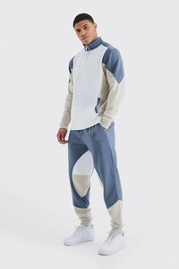 Custom Logo 1/4 Zip Two-Piece Pullover Jogger Tracksuits High Quality Cotton/Polyester <b>Men's</b> Outerwear Sets Oversized Fit <b>Turtle</b> - Product Image 3