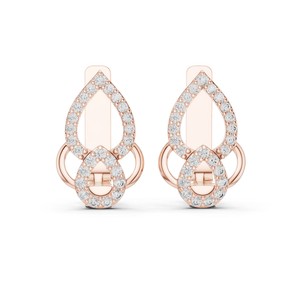 Pendientes de Aro Huggie con Moissanita Redonda en Forma de Lágrima, Plata de Ley 925, Engaste de Garras, 52 Piedras - Product Image 1