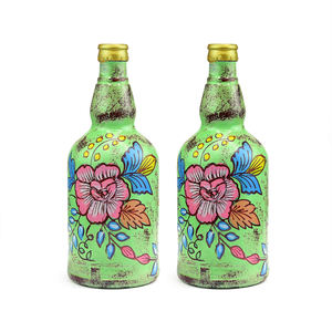 Handpainted <b>Glass</b> <b>Bottle</b> for Home <b>Decor</b> Made in India - Product Image 5