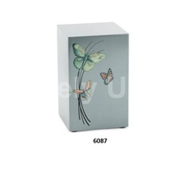 Urnes cubiques en bronze et laiton, motif rose antique argentée, pour cendres humaines, avec sac en velours offert