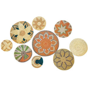 Ensemble de décoration murale en jonc de mer personnalisé de l'usine du Vietnam 9 pièces Boho Art mural en osier rond bol cintre plaque murale Style classique - Product Image 1