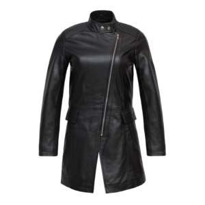Abrigo Largo de Cuero Tejido Clásico y Moderno para Mujer, con Cuello Alto y Estampado Animal, Resistente al Viento, para Otoño e Invierno - Product Image 2