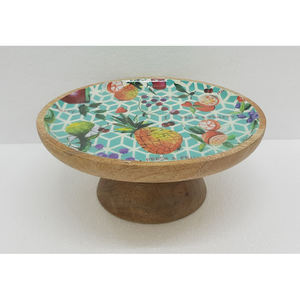 Support de gâteau rond en bois de conception unique décalcomanie émail fini pour présentoir de fête d'anniversaire de mariage fait à la main - Product Image 2