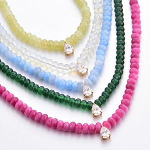 สร้อยคอหินหลากสีธรรมชาติ OEM ขายส่ง สร้อยคอคริสตัลบำบัดรักษาสำหรับผู้หญิง ของขวัญ สร้อยคอพลอยรูปหยดน้ำ - Product Image 1