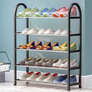 Scarpiera a 5 livelli nera/grigio metallo/plastica 67x19x82cm 15-20 paia di riporre le scarpe - Product Image 3