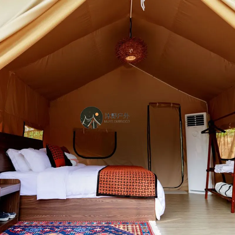 Barracas de glamping para hotel de luxo ao ar livre, barraca de lona à prova d'água, safari, com banheiro