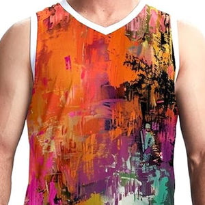 Short de basket-ball d'été pour homme, col en V, impression par sublimation, vêtements de sport grande taille conformes au BSCI - Product Image 4