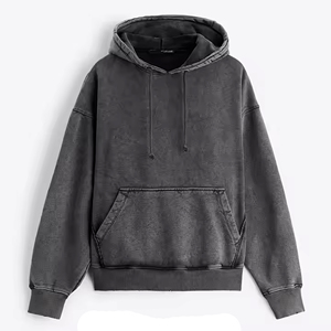 Sweat à capuche homme coupe courte, épais, 100% coton molletonné, essentiel, coupe oversize, avec logo personnalisé, haute qualité, délavé à l'acide - Product Image 5