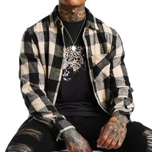 Chemise personnalisée en tissu de flanelle 100% coton manches longues fermeture à glissière boutons fermeture poches poitrine - Product Image 2