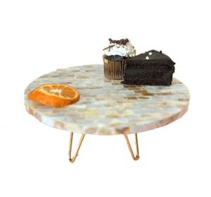 Elegant ARTISAN <b>CRAFT</b> Mother Pearl Cake Stand Handcrafted Eco-Friendly Dessert Stand Inlaid Shell Detailing Customizable Size - Product Image 5