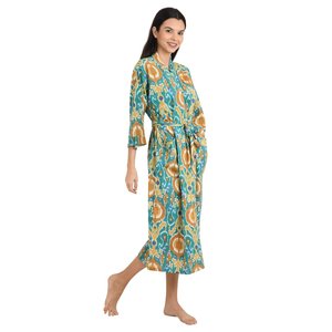 Kimono Ligero de Algodón para Verano, Estilo Boho Indio con Estampado Ikat, Bata de Playa de Lujo, Cubre Traje de Baño - Product Image 4