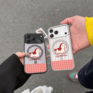 Coque transparente magnétique motif cheval du Nouvel An pour iPhone 17 16 15 14 13 12 Pro Max – Étui de téléphone en PMMA transparent - Product Image 2