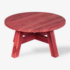 Table basse artisanale en bois rouge minimaliste Pièce maîtresse de salon unique Meubles de maison - Product Image 4