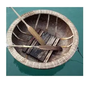 Berguna Natural Bamboo Coracle Perahu Bambu Ramah Lingkungan untuk Mendayung/Memancing Terbuat dari Vietnam Bagus Bagus 99GD