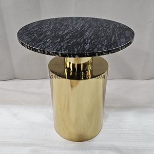 Mesa Auxiliar Moderna y Elegante que Combina una Superficie de Mármol Negro Resistente con una Base Dorada Reflectante para Mejorar la Decoración del Hogar - Product Image 3