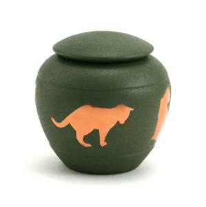 Venta al por mayor de aluminio azul con impresiones de pata, urnas de cremación para mascotas, urnas clásicas de aluminio para cremación de mascotas hechas en la India - Product Image 3