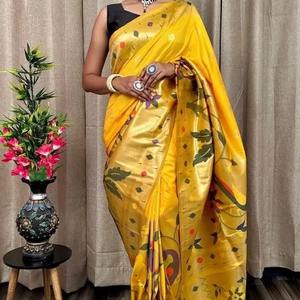 DERNIÈRE CONCEPTEUR ORIGINAL PUR PAON ZARI CONCEPTION ET tourbière TILAK BORDER ET LOURD MINA ZARI TISSANT PALLU - Product Image 6