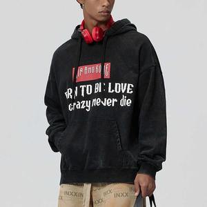 เสื้อมีฮู้ดผ้าฟลีซย้อมสีล้วนสำหรับผู้ชายเสื้อซักด้วยกรดผ้าฝ้าย100% ไซส์ใหญ่พิเศษปักแบรนด์สำหรับฤดูหนาวขายส่ง - Product Image 3