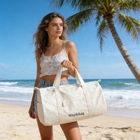 Sac de sport roulant personnalisé avec logo, en toile zippée, motif rayé coloré, idéal pour la plage et les voyages, nouveau modèle premium