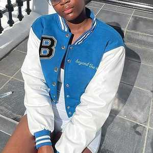 Tenues personnalisables pour l'extérieur Veste bombardier universitaire chic col montant tricoté en coton respirant solide polaire - Product Image 6