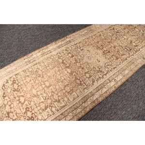 Vintage Turkish Rug Rug 3.6x10.3 ft, <b>Brown</b> Small Geometric Rug - Product Image 3