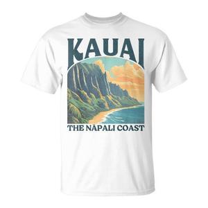 T-Shirt Vintage da Spiaggia della Costa Na Pali di Kauai, Hawaii, Abbigliamento Promozionale Elegante - Product Image 1