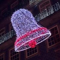 Guirlande lumineuse LED en forme de cloche de Noël, motif étoile, 2 m de haut, structure métallique, intérieur/extérieur, IP65, étanche, indice de fidélité des couleurs élevé 95, jardin, rue