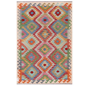 Alfombra Kilim de Maimana, Afganistán, 180 x 124 cm, Artesanía Textil y de Telas - Product Image 1