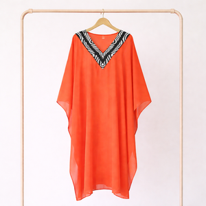 Naranja Poly Ggt elegante Kaftan escote en V manga completa hendidura cada lado transpirable Fitness fiesta desgaste para adultos elegante leopardo - Product Image 1