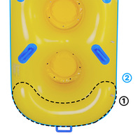 Toboggan aquatique gonflable double de 44 pouces à marque privée OEM (SW-B002) certifié KC, 2 chambres à air, support dorsal, été