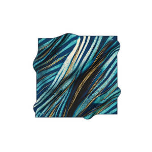 Pañuelo Cuadrado de Seda con Estampado Digital Turquesa y Patrón de Puntos Geométricos - Product Image 1