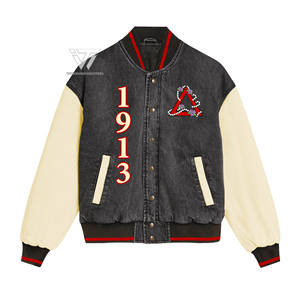 Delta griego personalizado | Sigma | Theta Sorority Ropa Bordado Letterman Varsity Jeans Chaqueta vaquera Parafernalia griega - Product Image 1