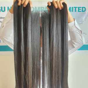 Paquetes de cabello humano de 16 pulgadas Vietnam Bone Straight Super Double Drawn Raw Hair con cierre de encaje HD - Product Image 6