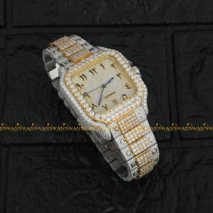 Reloj personalizado Hip Hop para hombre con corte brillante redondo creado en laboratorio diamante VVS claridad banda de acero inoxidable 1 pieza ETA Glass - Product Image 6