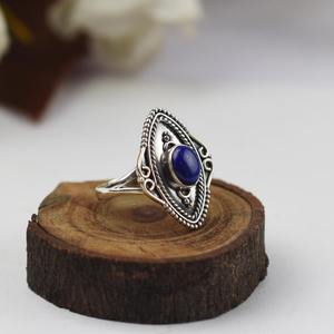 Bague en argent sterling 925 de style Boho avec pierres précieuses Lapis bijoux faits à la main pour les femmes cadeau de mariage ou tenue de fête pour les femmes - Product Image 2