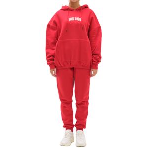 Customized 100% Cotton Oversized Drop Shoulder women's Sweat Suit Custom Screen Printed Logo streetwear jogging suit for women - Product Image 1