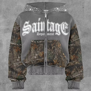 Sweats à capuche de luxe avec fermeture éclair en strass pour hommes couleur personnalisée en gros Streetwear à la mode et respirant pour toute occasion - Product Image 6