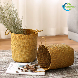 Cesta de lavandería de hierba marina económica, macetas modernas para decoración del hogar, hechas a mano en Vietnam, personalización de alta calidad - Product Image 6