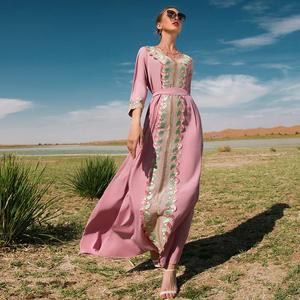 ชุดเดรสยาวสไตล์อาหรับสำหรับผู้หญิงชุดเดรสยาวสีเขียวคาฟตันของมุสลิมชุดเดรสแม็กซี่แขนยาวอาหรับอาหรับอาหรับชุดเดรสยาวจากอินเดีย - Product Image 3