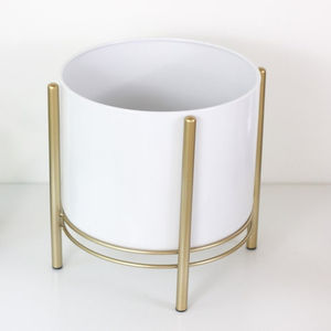 Grand pot de fleurs en métal doré pour plantes d'intérieur et de jardin, vente en gros - Product Image 5