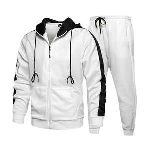 Survêtement d'hiver 100% coton pour hommes nouveau design pantalon de survêtement évasé et sweat à capuche imprimé deux pièces survêtement ensemble grande taille vêtements d'hiver - Product Image 1