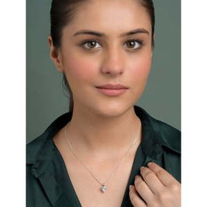 Collar con Colgante Solitario de Plata de Ley 92.5 Clara, Chapado en Oro Blanco, con Forma de Corazón, para Mujeres y Niñas, Colgantes y Dijes Finos - Product Image 3