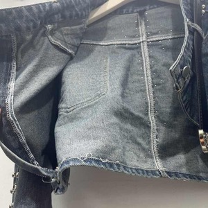 New Arrival Women Cropped Denim Coat studded Style Denim Motor <b>Jacket</b> Custom logo <b>Short</b> Overcoat Casual Jean <b>Jackets</b> - Product Image 5