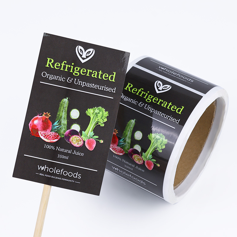 Custom UV Printed Self-Adhesive PVC Bottle Sticker Label Waterproof Food Packaging for Glass Juice Drink Clear PVC Ingredients