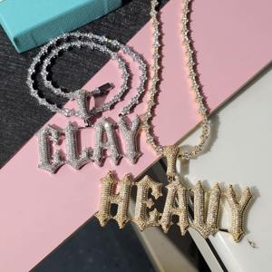 Collar con Colgante de Nombre Gótico de Plata 925 Chapado en Oro con Diamantes de Moissanita VVS de Estilo Popular para Hombre, Colgante Iced Out a Bajo Precio - Product Image 4