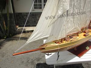 Gia Nhien-Bateau à voile de couleur bois atlantique, modèle artisanal quantité minimale de commande bas pour les cadeaux de Pâques. - Product Image 5