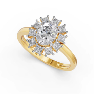 Bague de mariage en or massif 10 carats pour femme avec 1.91Cts VS Clarity EF Color Lab Grown Oval Cut Diamond for Parties Jewelry Gift - Product Image 1