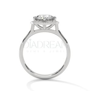 Anillo de bodas de plata de ley 925 Halo Original de diamante cultivado de corte redondo de calidad superior para mujer para fiestas - Product Image 6